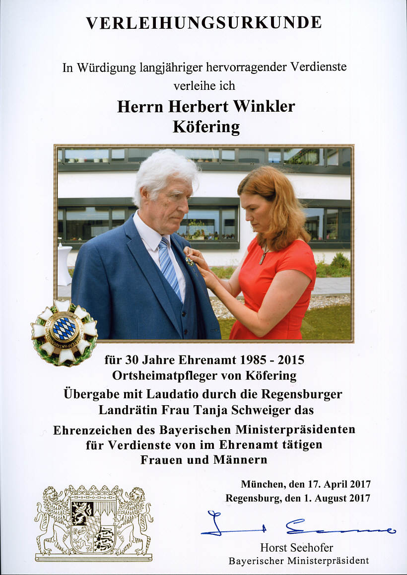 Ehrennadel der Ministerprsidenten Horst Seehofer